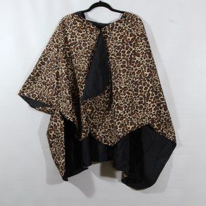 Shed Rain Leopard Animal Print Black Reversible Rain Cape Poncho OS